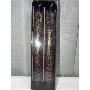 Root Gilded 9" Gentry Candle Set 2 Eggplant Purple & Gold Beeswax 22.5 Hour Burn